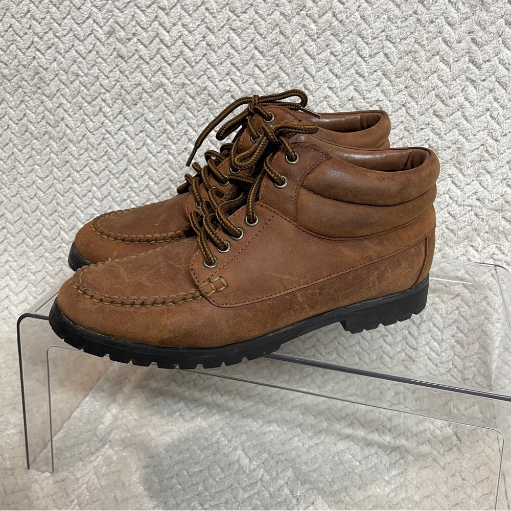 Vtg 90s Maine Woods Womens Brown Leather‎ Hiking Ankle Lace Up Boots size 9M - Picture 3 of 9